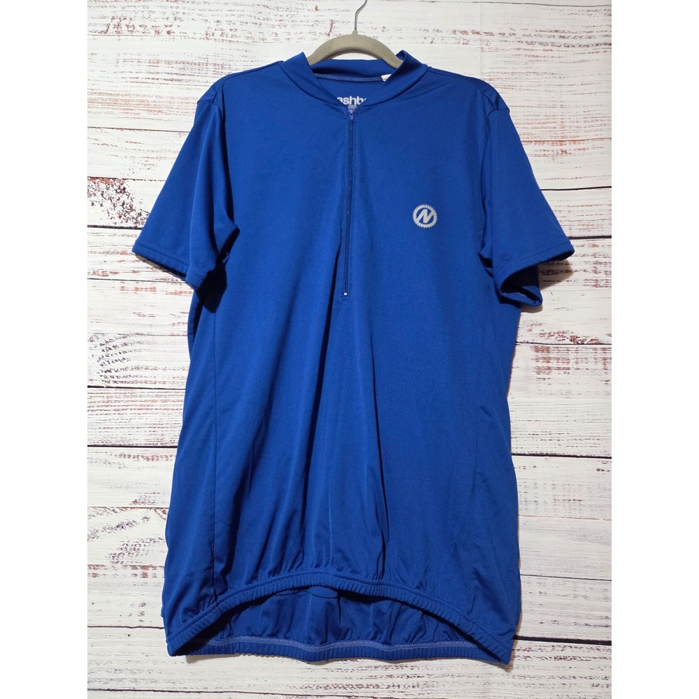 Nashbar Mens 2XLT Blue Short Sleeve Quarter Zip Cycling Jersey NA-GJ Big & Tall